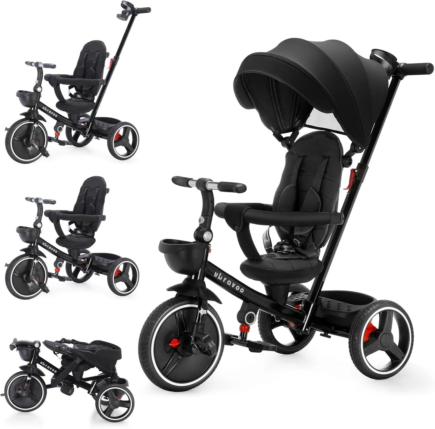 Ubravoo Baby Stroller Tricycle Ride Bike , 5-in-1, Adjustable Canopy