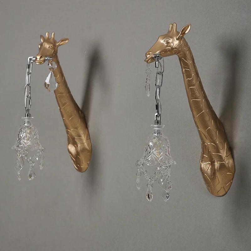Hot sales Resin Giraffe LED Wall Lamp For Bedside Lighting Corridor Living Room Decor Light G9 Bulb Golden Lamp Body
