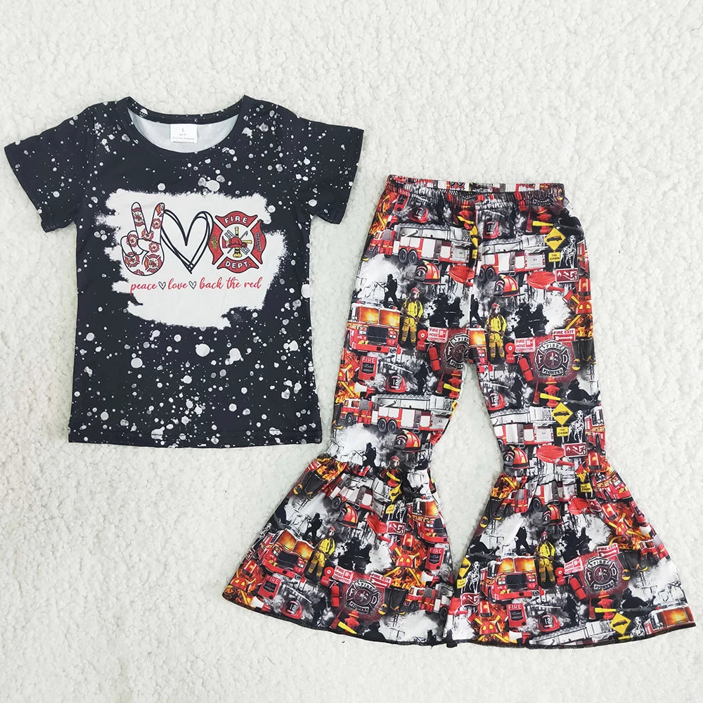 Hot Sale Baby Girls Clothes Short Sleeve Tops Bell Pants Sets Western Kids Clothes Fashion Toddler Girls Clothing Wholesale New