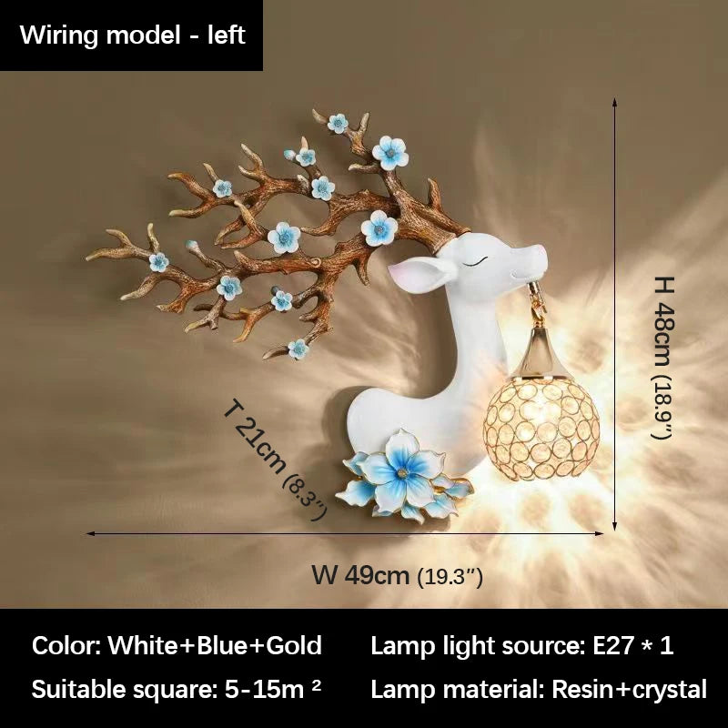 TYLA Contemporary Deer Wall Light LED Creative Plum Blossom Decor Resin Sconce Lamp for Home Living Room Bedroom Corridor