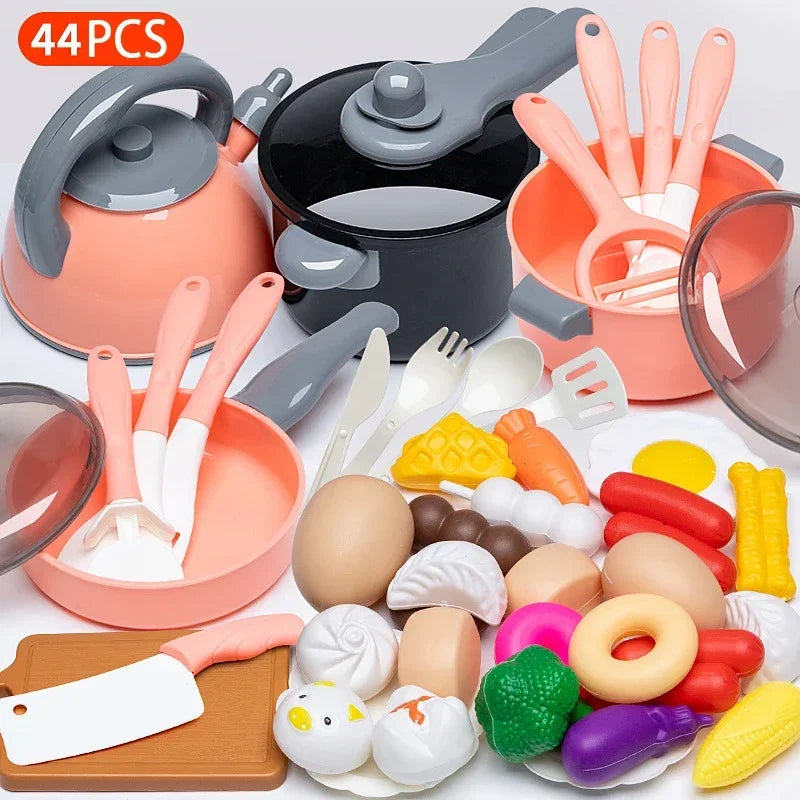 Cooking Toys Pink Kitchen Toy Set Girl Boy toys Cut Fruit Vegetable Pizza Pretend Play Simulation Early Education Toys For Kids