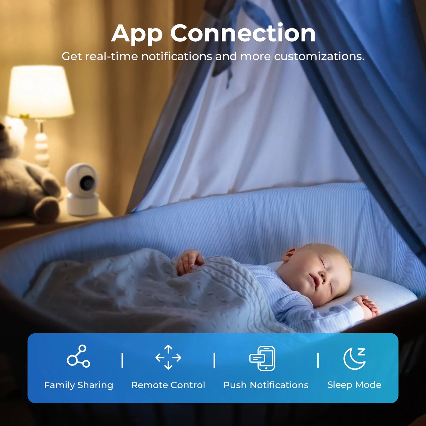 WiFi 6 Indoor Baby Monitor Camera with AI Detection Night Vision