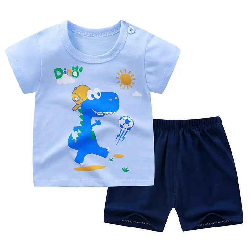 Summer Baby Boys Cartoon T Shirt + Shorts Set