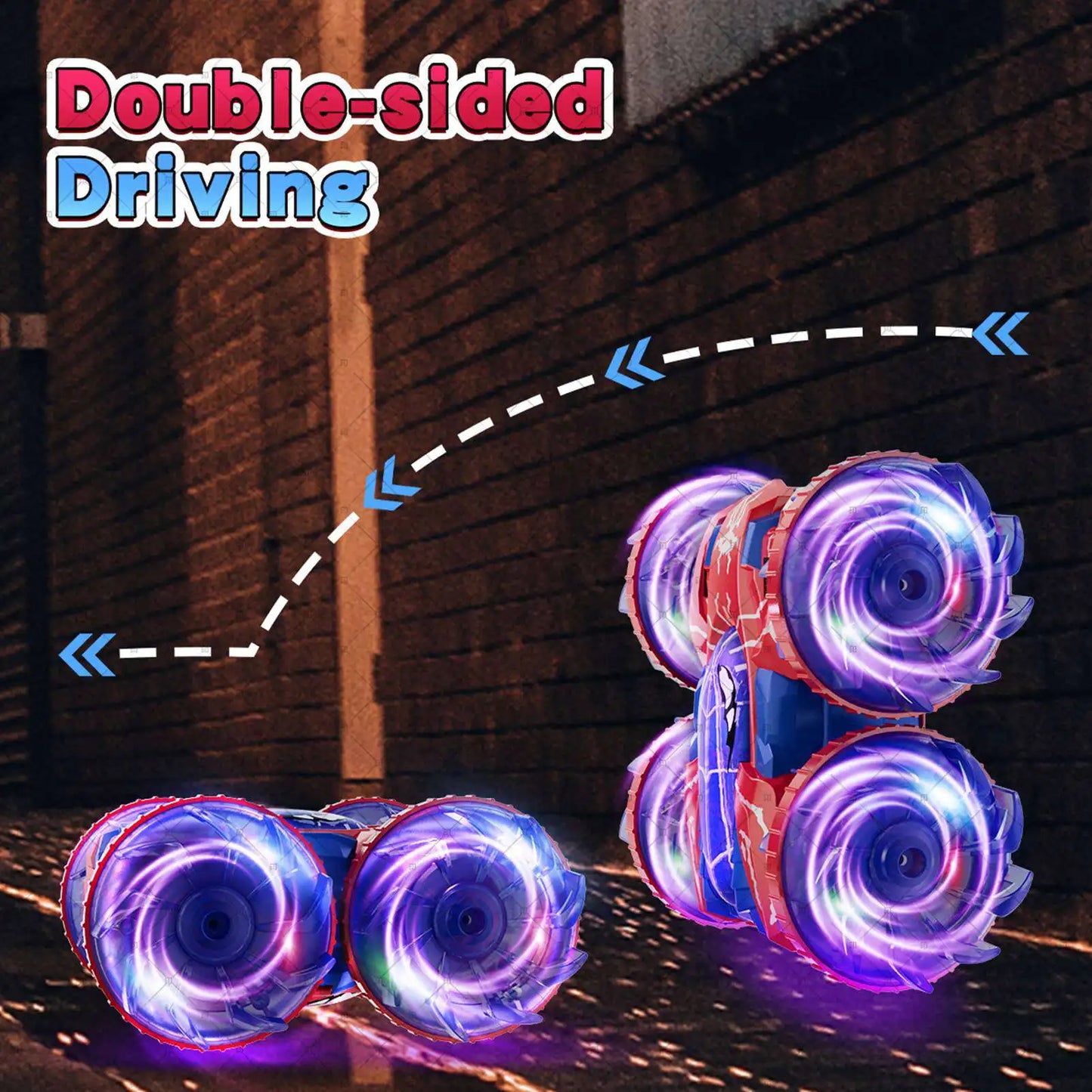 Gesture Sensing RC Stunt Car 360 Degree Rotating Amphibious Hand Gesture Remote Control Car with Lights for Kids Boys Red