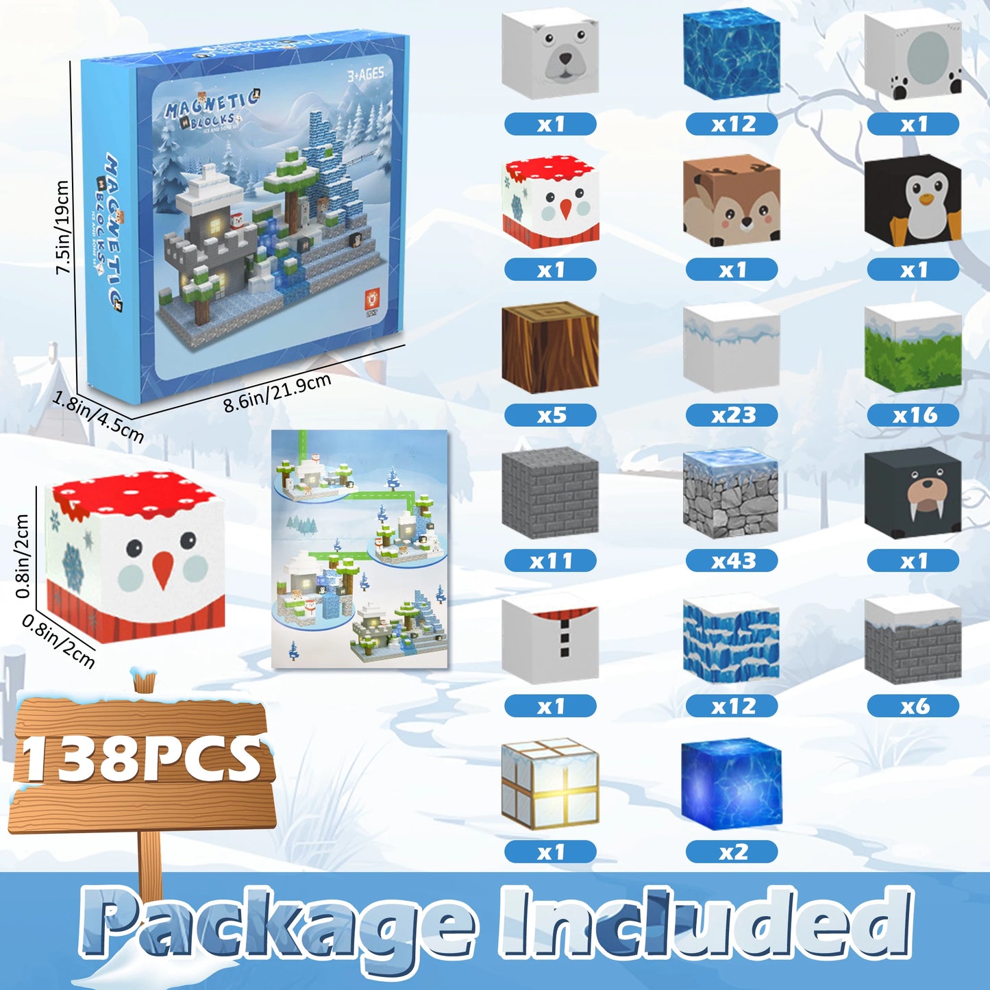 138PCS Glowing Ice Castle Construction Set