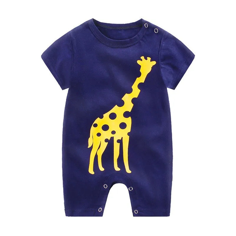Cartoon Printed Rompers Newborn Boys Girls Short Sleeve Bodysuits Infantil Summer Thin Cotton Cute Onesie Baby Fashion Clothes