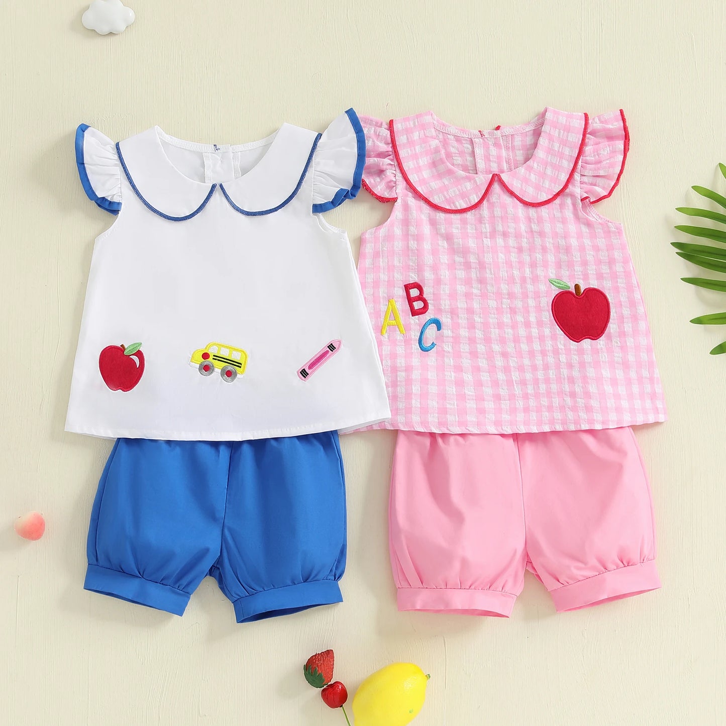 Summer Kids Girls Outfits Short Sleeve