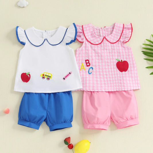 Summer Kids Girls Outfits Short Sleeve