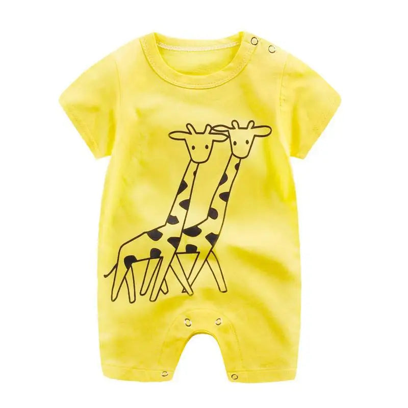 Cartoon Printed Rompers Newborn Boys Girls Short Sleeve Bodysuits Infantil Summer Thin Cotton Cute Onesie Baby Fashion Clothes