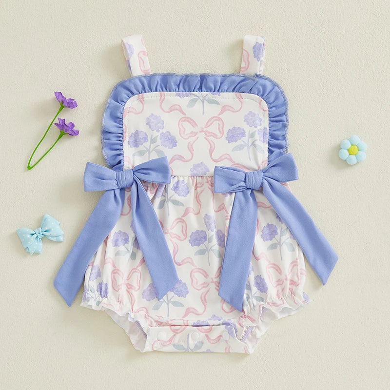 Adorable Toddler Dress with Floral Print and Ruffled Trim Perfect for Summer Parties and Playdates Sleeveless Baby Girl Romper