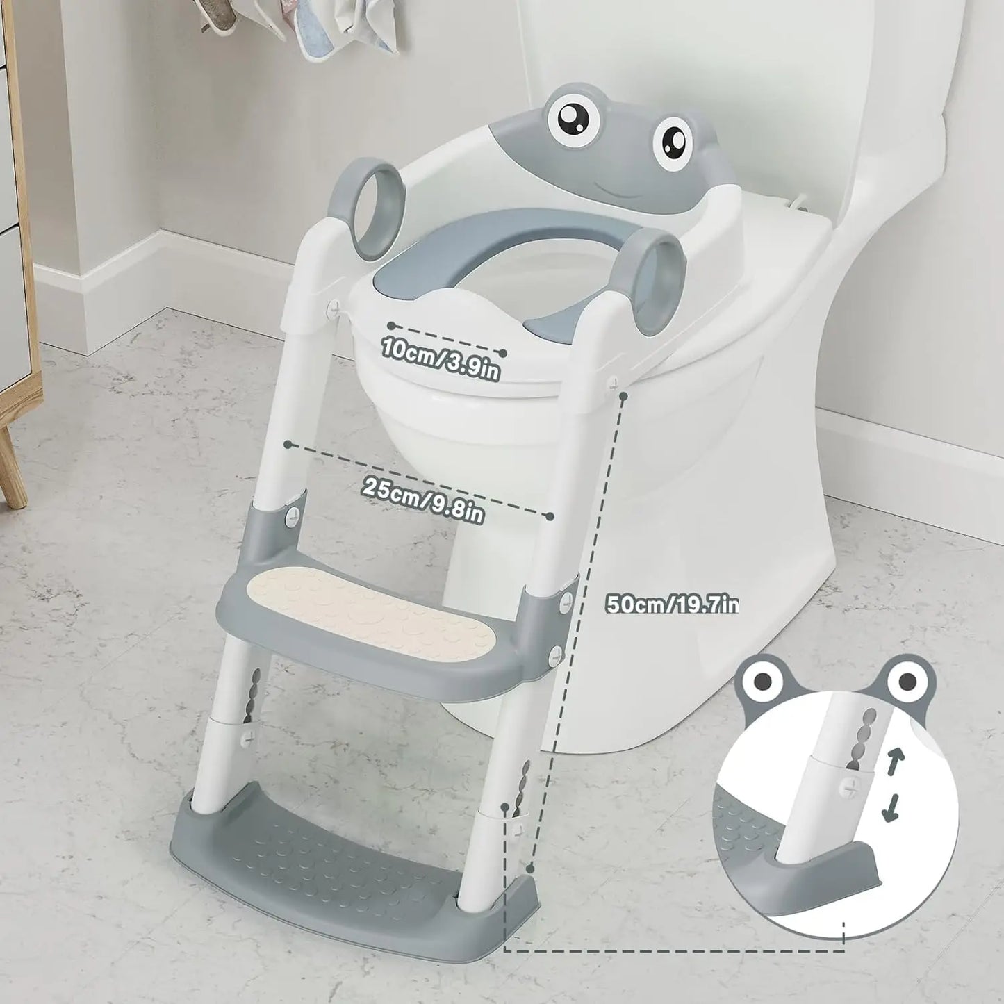 Potty Training Seat with Adjustable Height Step Stool Ladder Anti-Slip Pads