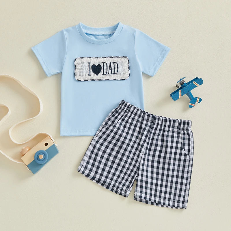 Toddler Boys Father's Day 2 Piece Outfits Short Sleeve