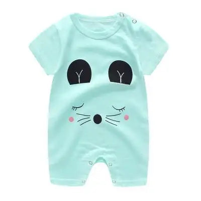 Cartoon Printed Rompers Newborn Boys Girls Short Sleeve Bodysuits Infantil Summer Thin Cotton Cute Onesie Baby Fashion Clothes