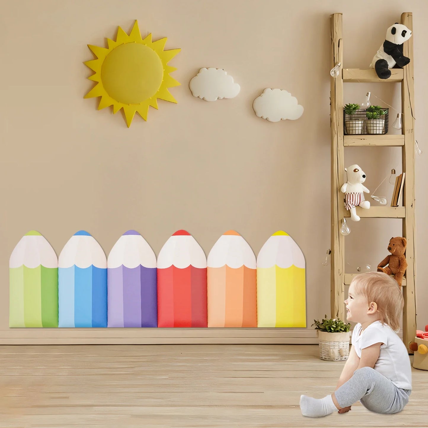6pcs 3D Pencil-Shaped Wall Padding