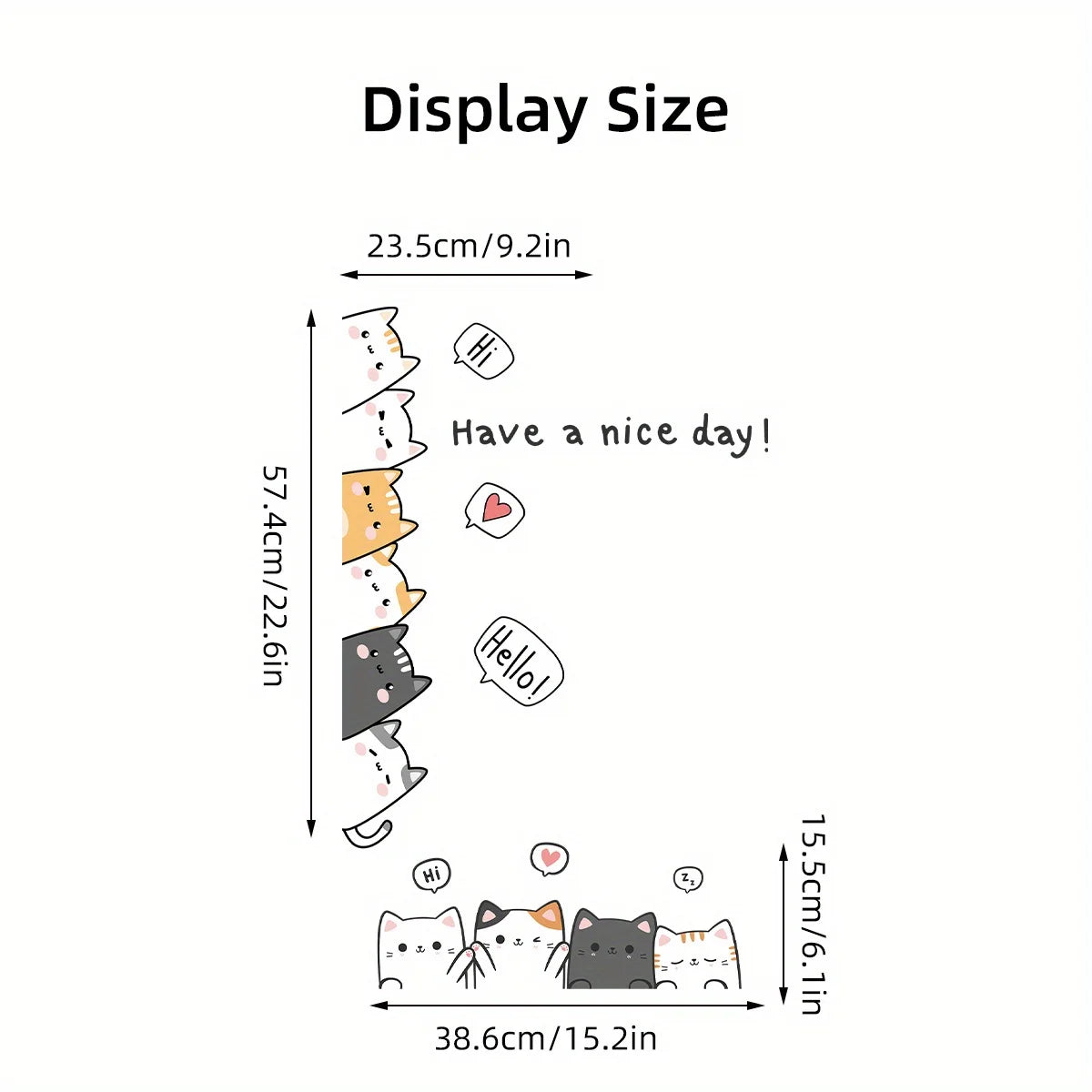 Cartoon Cute 10 Cats and English“have A Nice Day”animal Wall Stickers for Kids Room Living Room Door Decoration Wall Decals