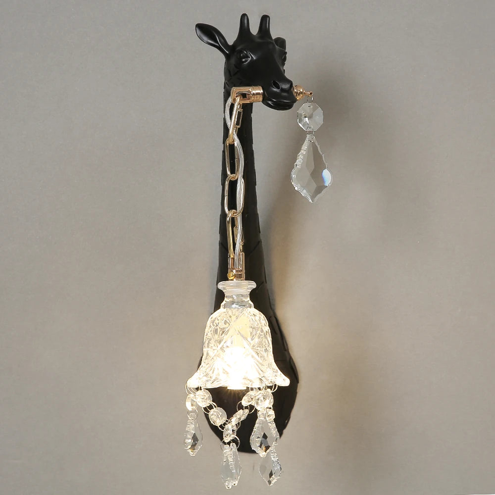Hot sales Resin Giraffe LED Wall Lamp For Bedside Lighting Corridor Living Room Decor Light G9 Bulb Golden Lamp Body