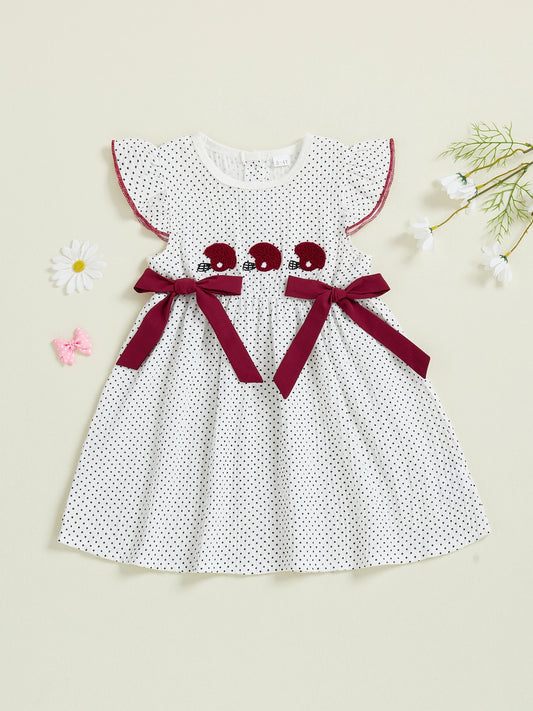 Toddler Girl Sleeveless Ruffle Dress with Round Neck