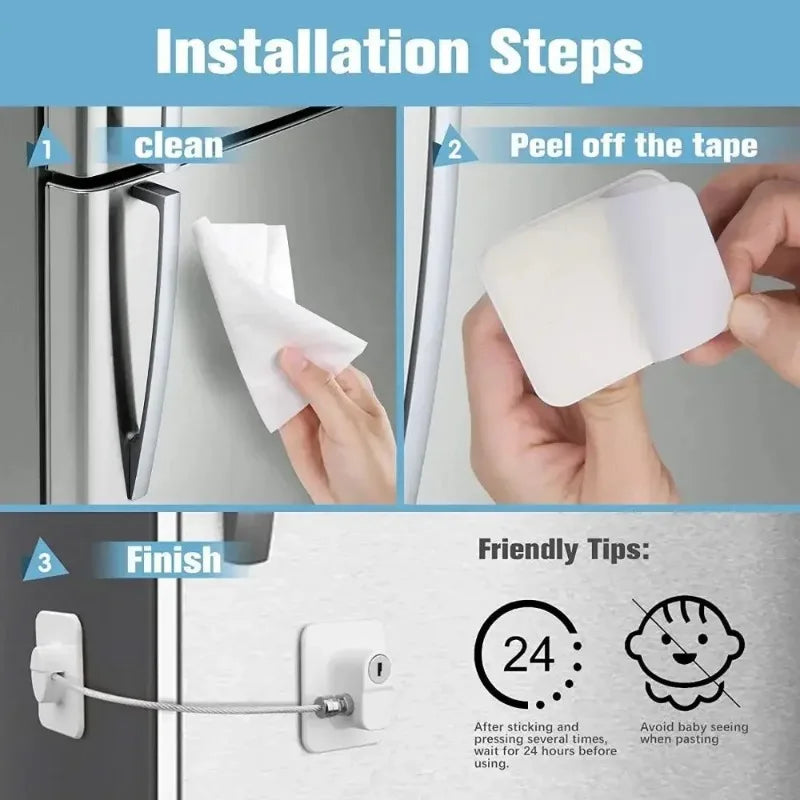 Refrigerator Door Lock, Child Proof Fridge Door Lock for Kitchen Freezer, Cabinets and Drawers