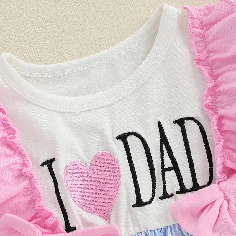 Adorable Baby Girls Rompers with Cute Letter Embroidery and Striped Design Featuring Round Neck and Short Sleeves - Stylish