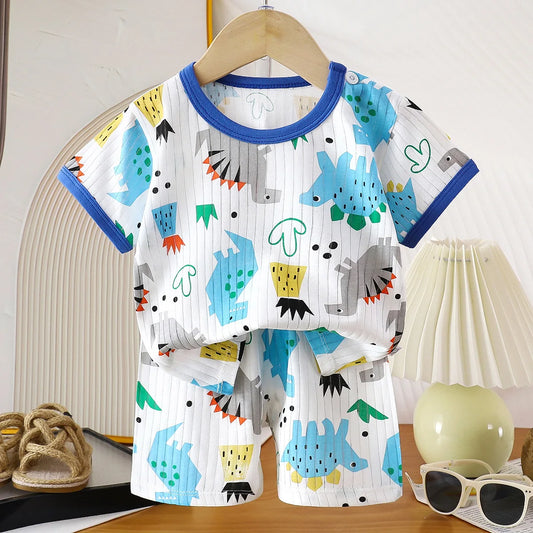 2PCS Children Clothing Set Child T-shirt Suit Summer Cotton New Girls Shorts Clothes Baby Boys Short Sleeve Kid Clothes
