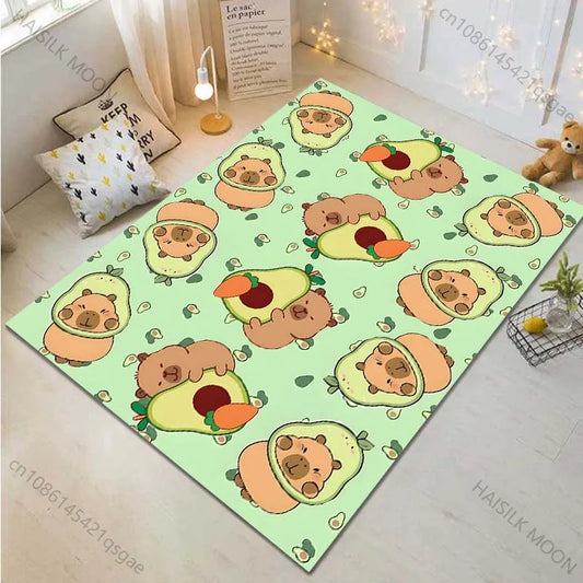 Cartoon Capybara Pattern Carpet for Living Room Bedroom Bedside Bathroom Floor Mat Non-slip Mat Game Room Mats Can Be Washing