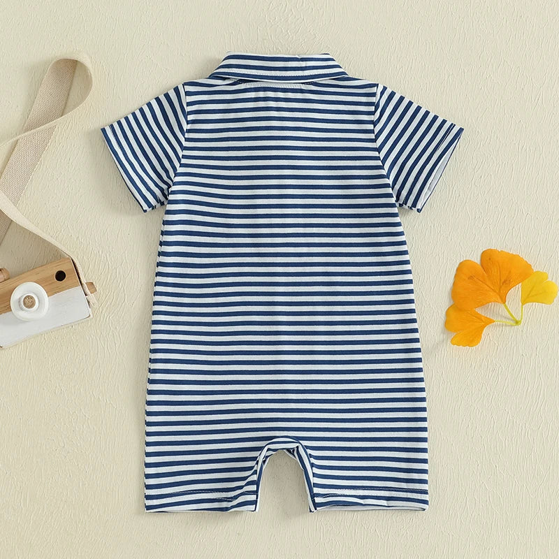 Infant Boys Rompers with Cute Animal Applique and Snap Closure Short Sleeve Summer Outfits Jumpsuits for Newborns