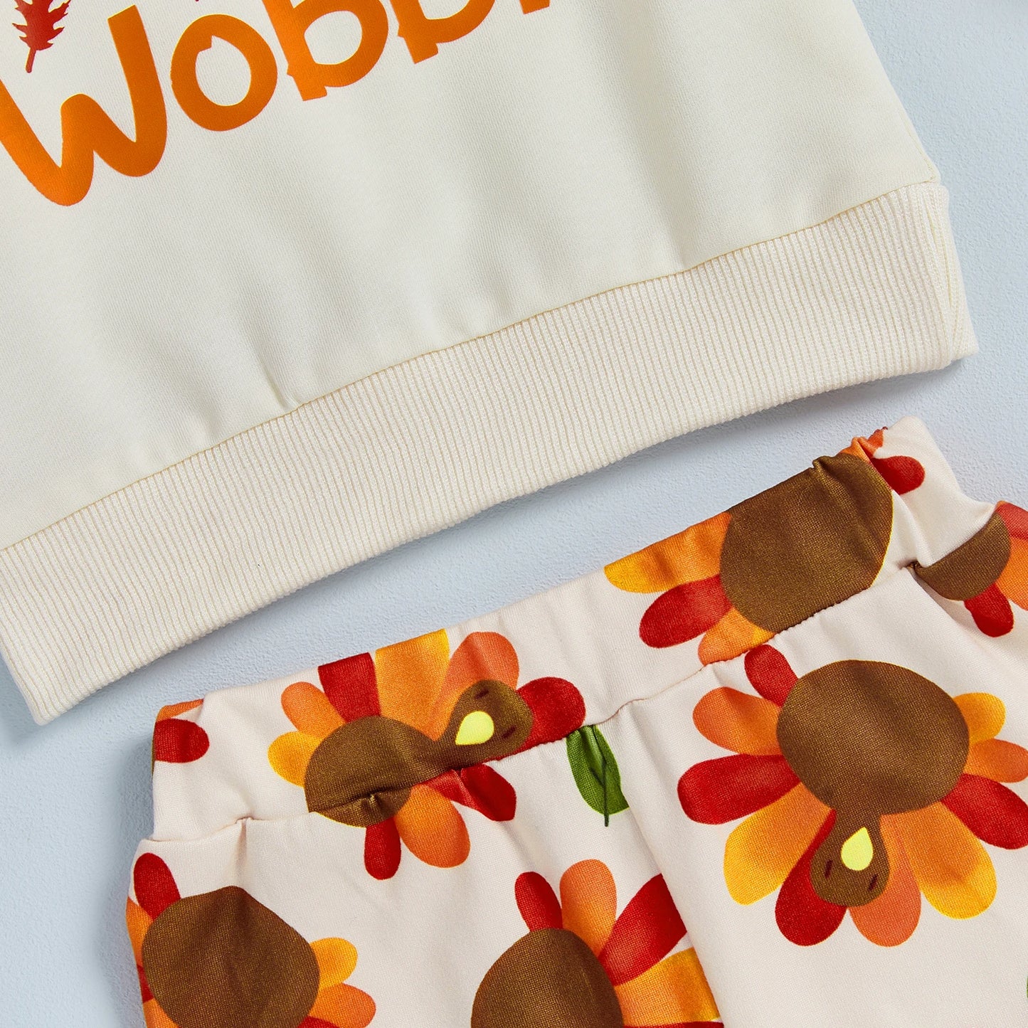 Baby Girl 2Pcs Thanksgiving Outfits Long Sleeve Turkey Print Tops + Pants