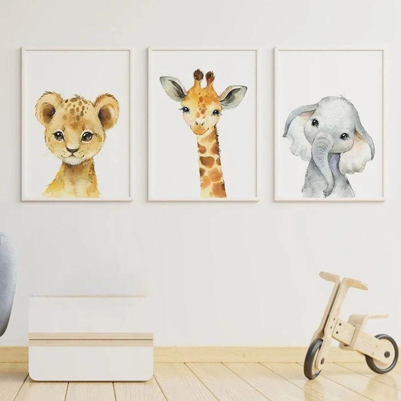 Safari Decor Set of 3 Poster Jungle Animal Nursery Wall Art Prints