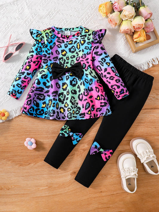 Spring and autumn girl's fashion casual dress set