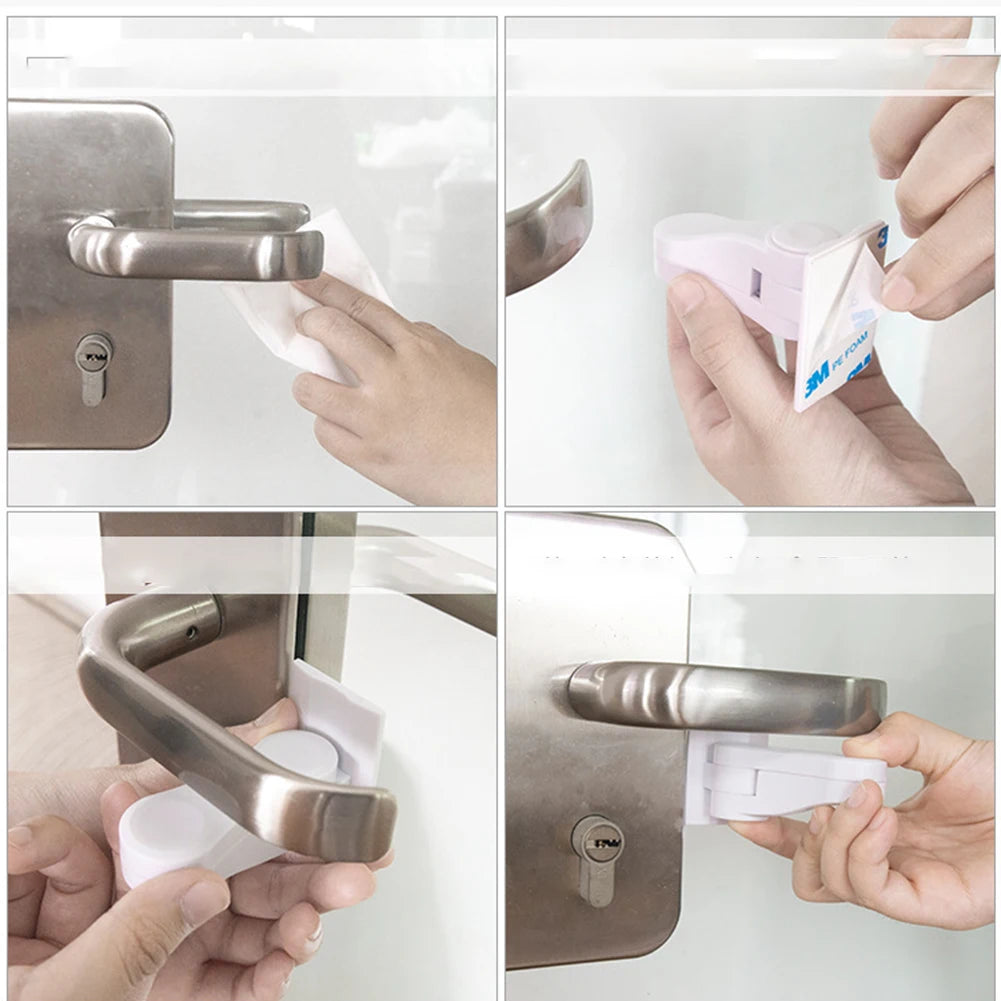 Home Universal ABS Protection Device Safety Anti-open Handle Lock for Children Baby Kids Safety Door Lever Lock Doors Lock