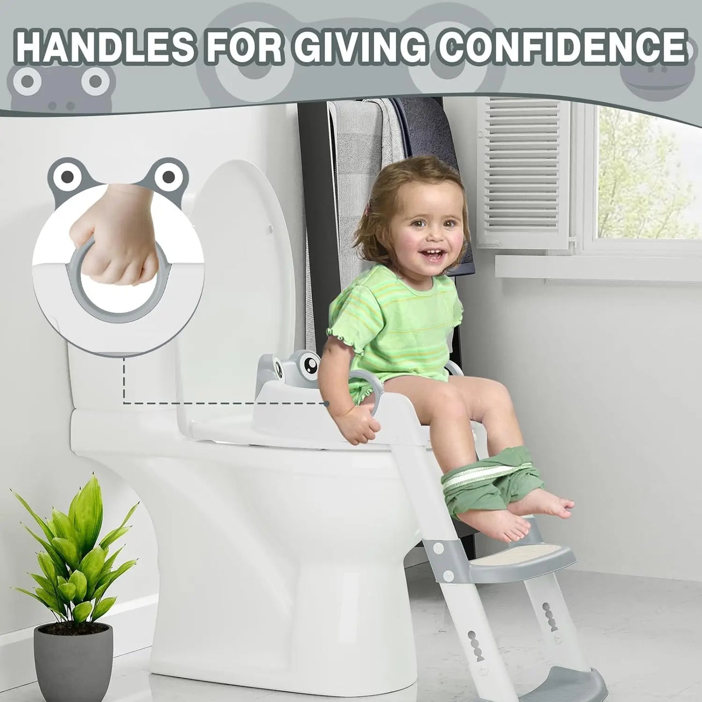 Potty Training Seat with Adjustable Height Step Stool Ladder Anti-Slip Pads