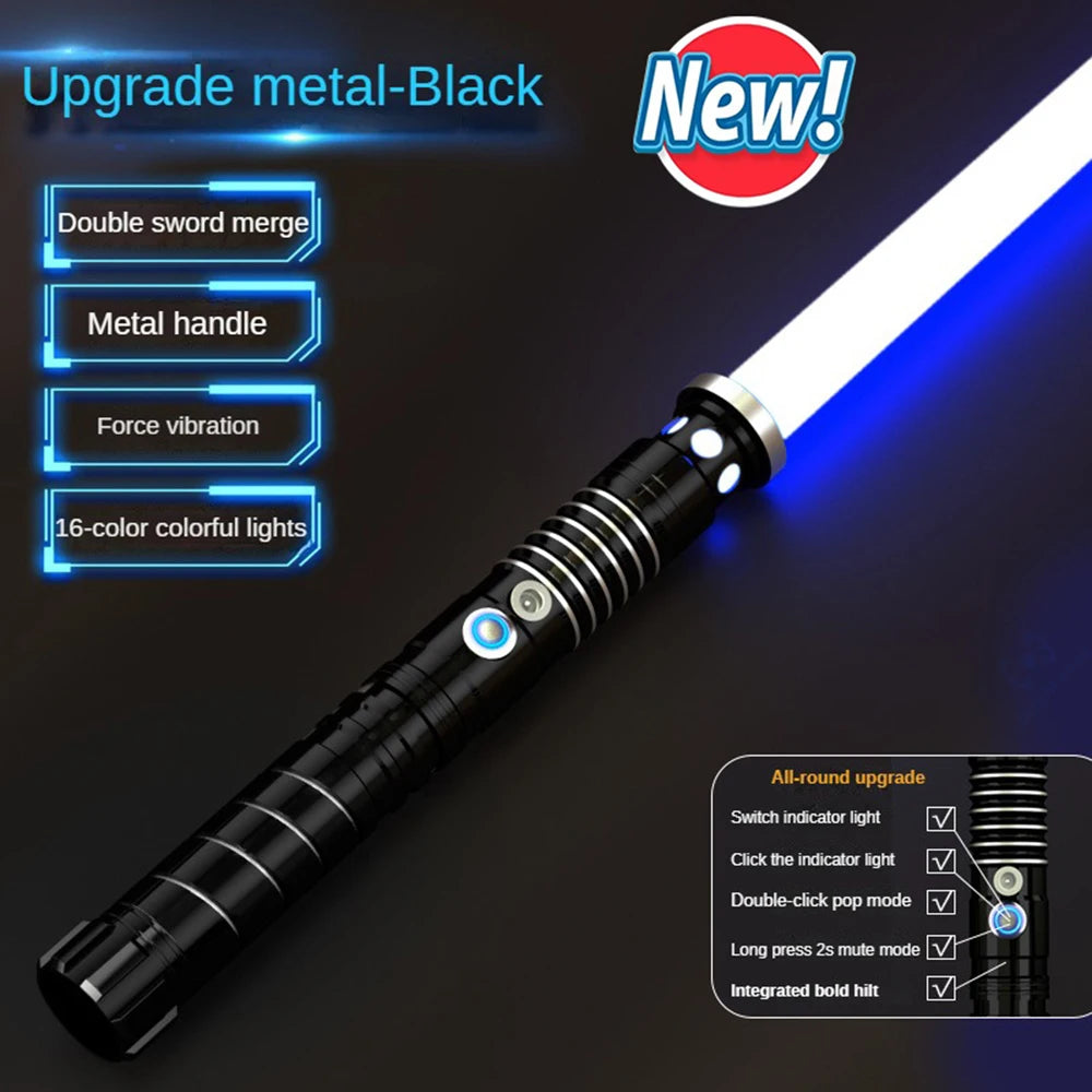 Light Up Saber Metal Sword RGB 16 Colors, 2 In 1 Light Sword Toy