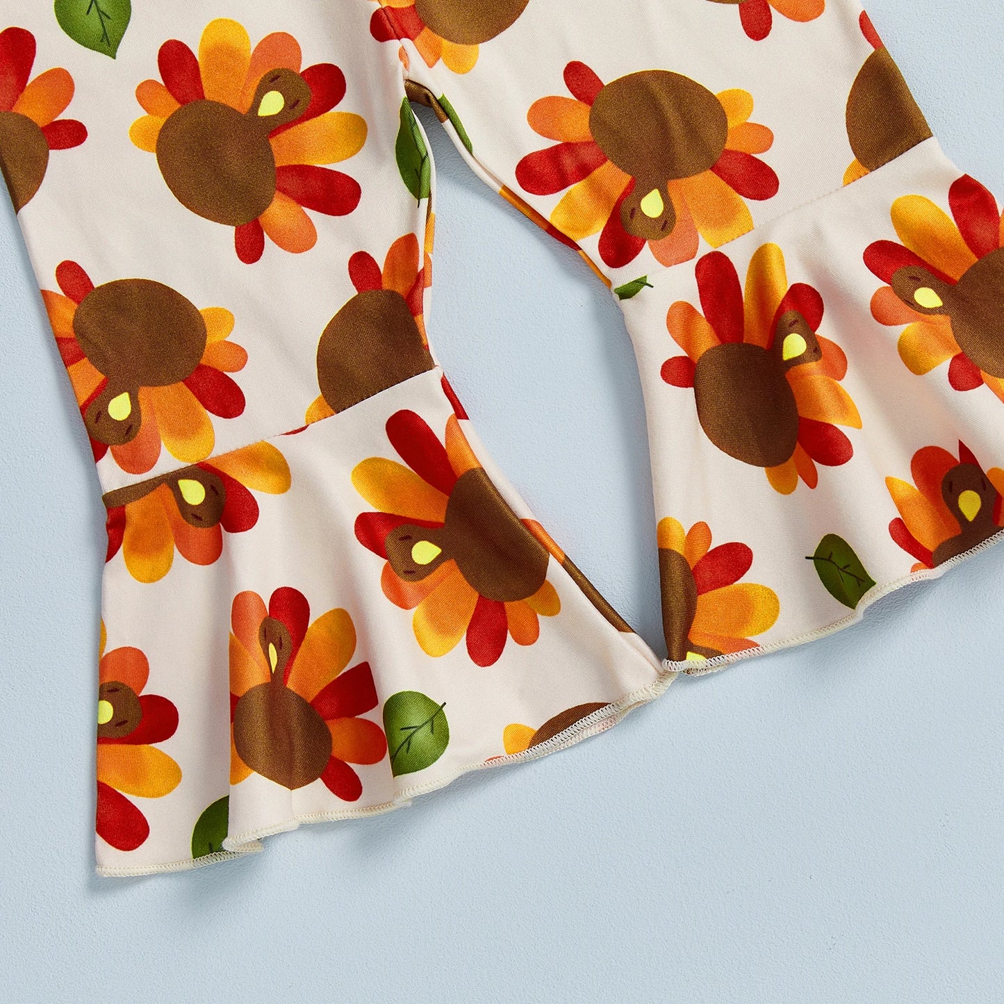 Baby Girl 2Pcs Thanksgiving Outfits Long Sleeve Turkey Print Tops + Pants