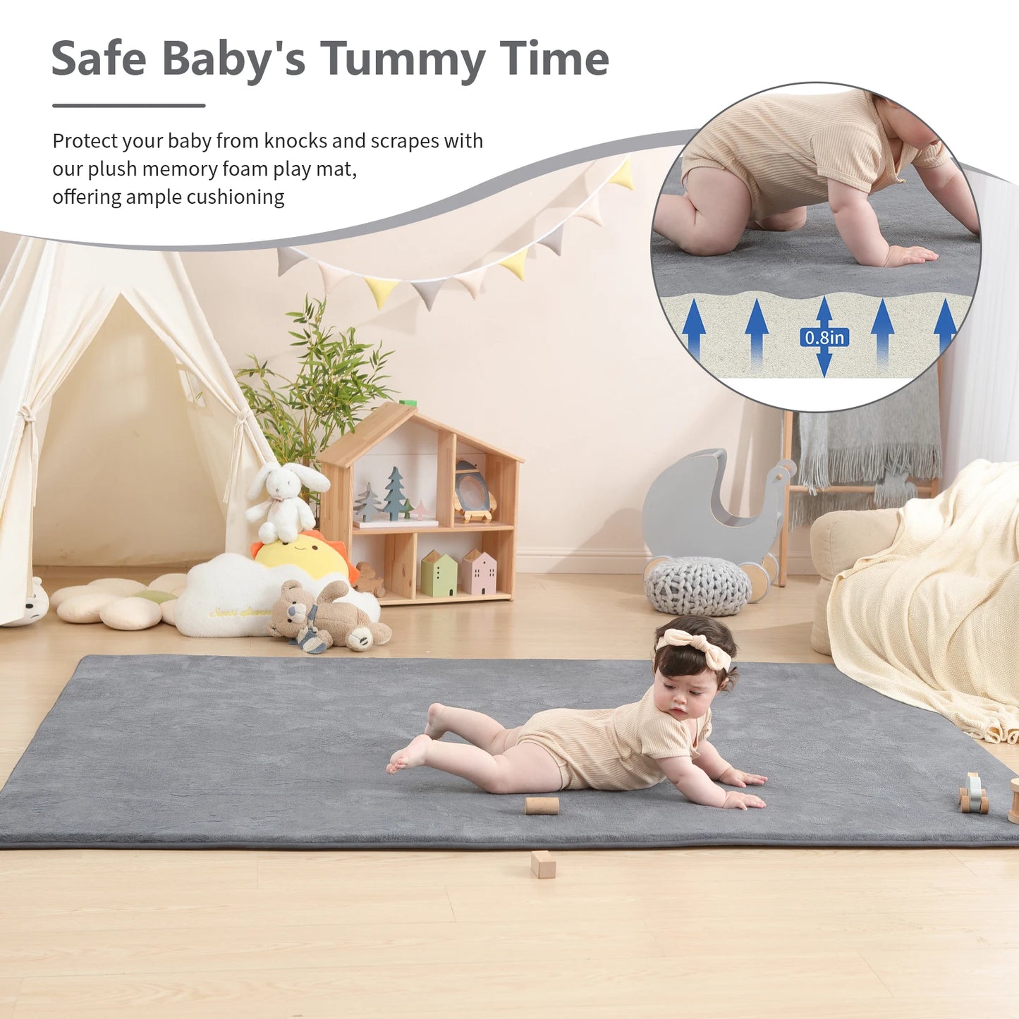 Gray Memory Foam Baby Play Mat