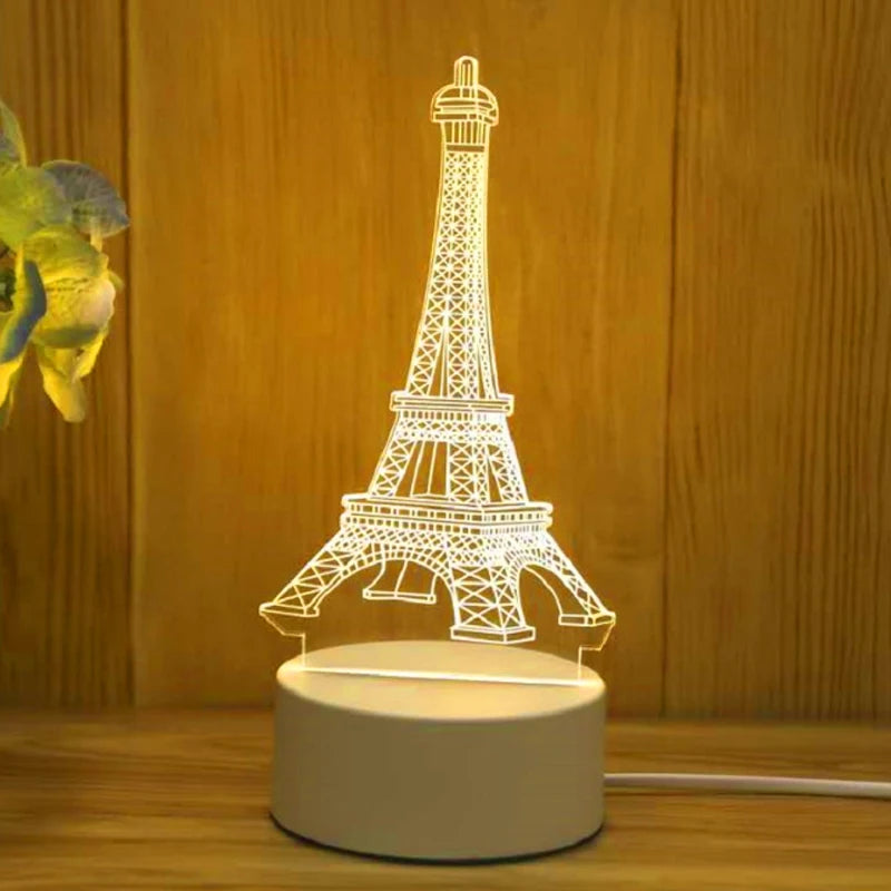 Romantic 3D Led Lamp warmwhite Acrylic LED Night Lights for Bedroom Decoration Kids Children's Bedside Lamp Wedding Party Favors