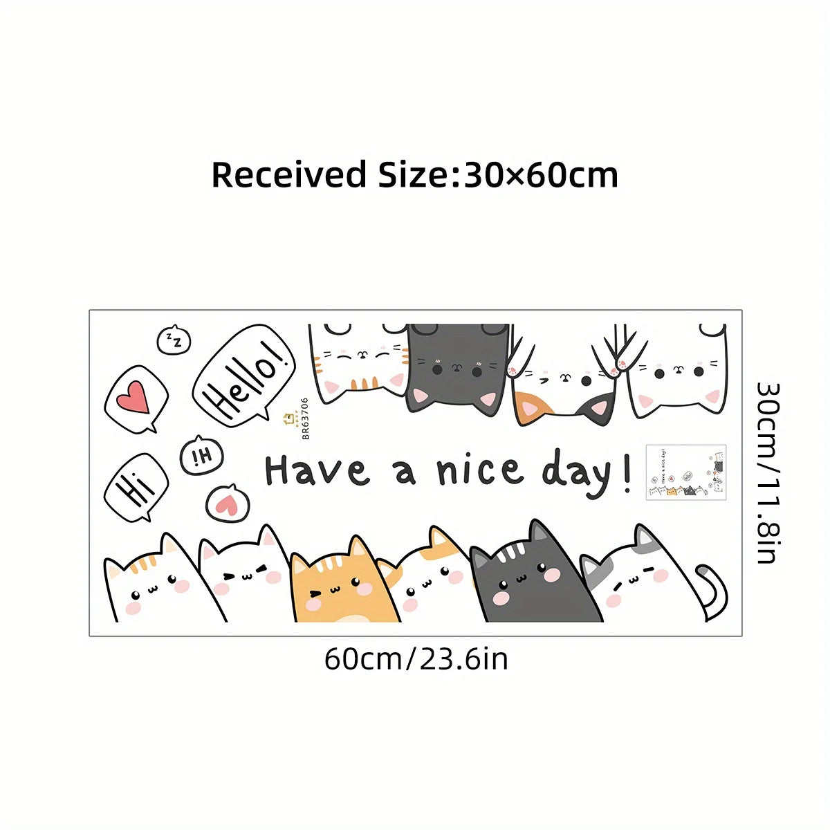 Cartoon Cute 10 Cats and English“have A Nice Day”animal Wall Stickers for Kids Room Living Room Door Decoration Wall Decals