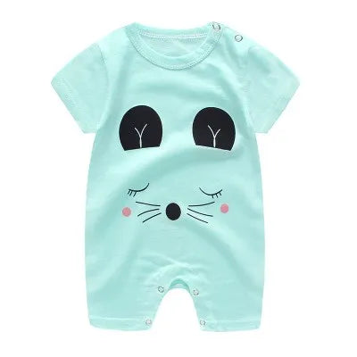 Cartoon Printed Rompers Newborn Boys Girls Short Sleeve Bodysuits Infantil Summer Thin Cotton Cute Onesie Baby Fashion Clothes