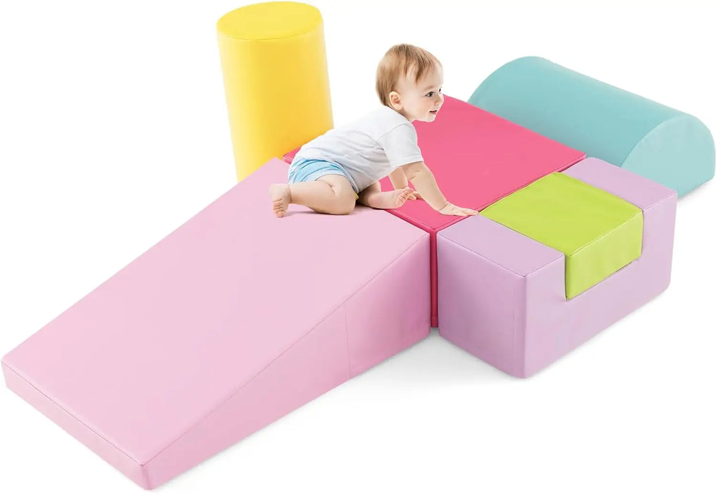 6-Piece Climb and Crawl Playset, Soft Climbing Foam Blocks