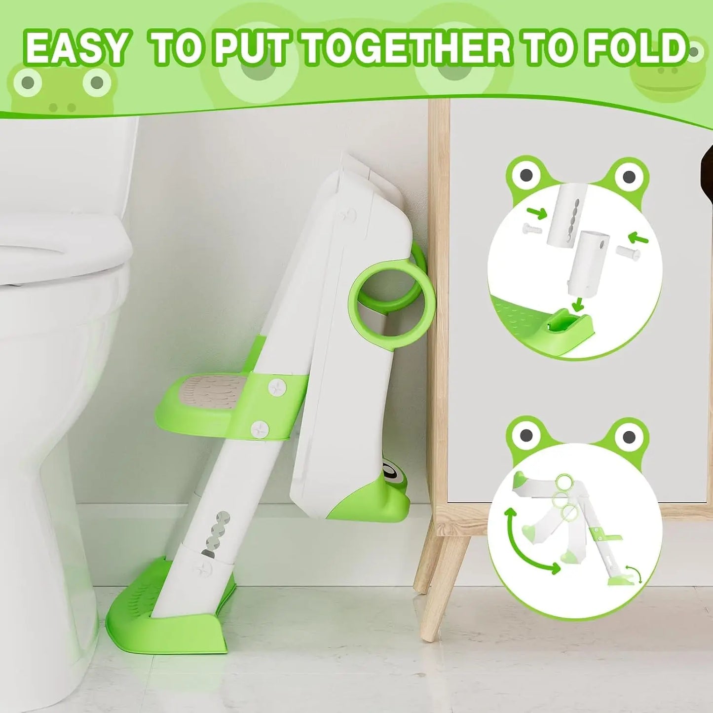 Potty Training Seat with Adjustable Height Step Stool Ladder Anti-Slip Pads