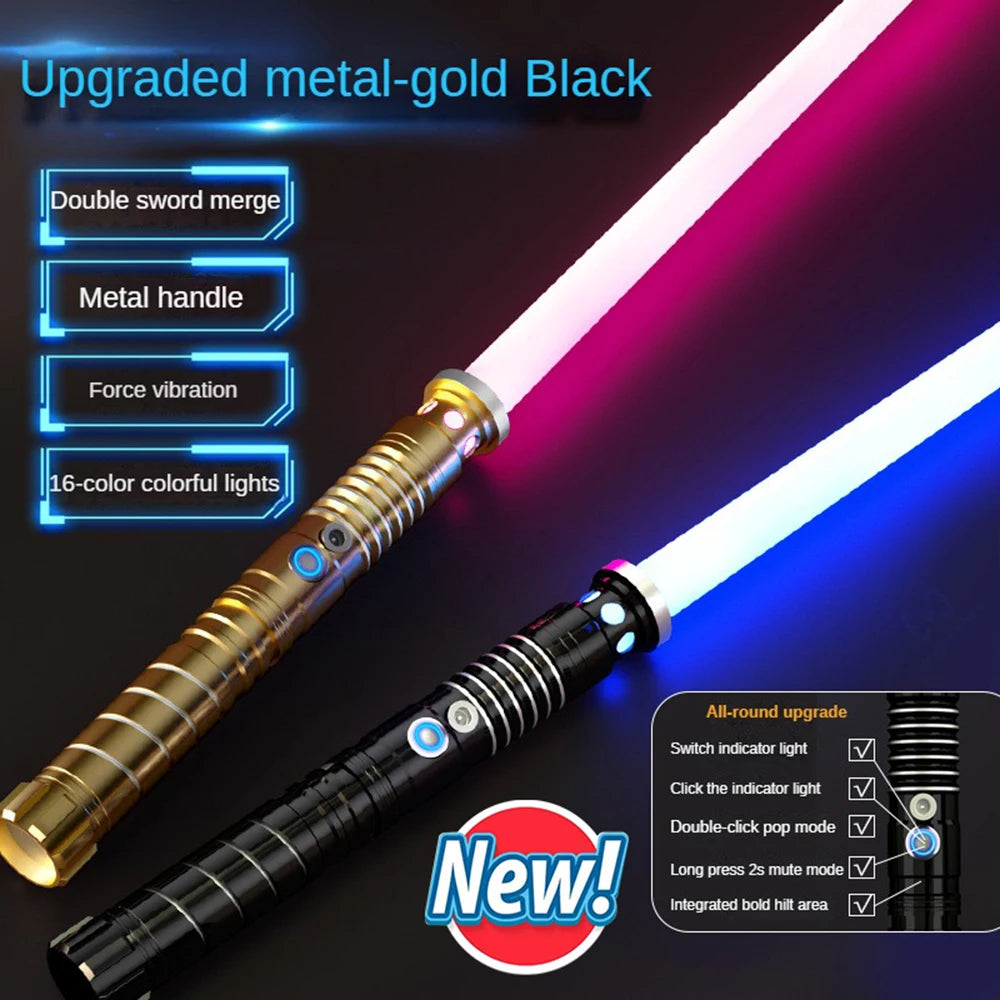 Light Up Saber Metal Sword RGB 16 Colors, 2 In 1 Light Sword Toy