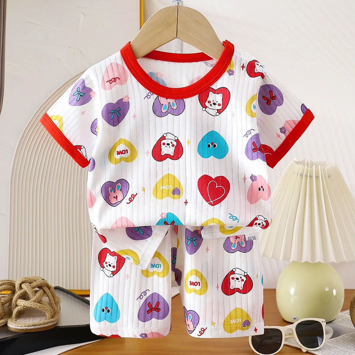2PCS Children Clothing Set Child T-shirt Suit Summer Cotton New Girls Shorts Clothes Baby Boys Short Sleeve Kid Clothes