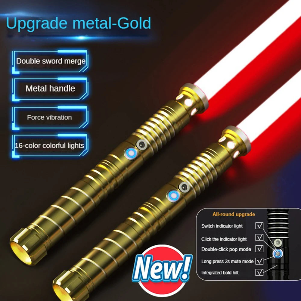 Light Up Saber Metal Sword RGB 16 Colors, 2 In 1 Light Sword Toy