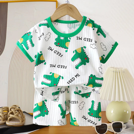 2PCS Children Clothing Set Child T-shirt Suit Summer Cotton New Girls Shorts Clothes Baby Boys Short Sleeve Kid Clothes