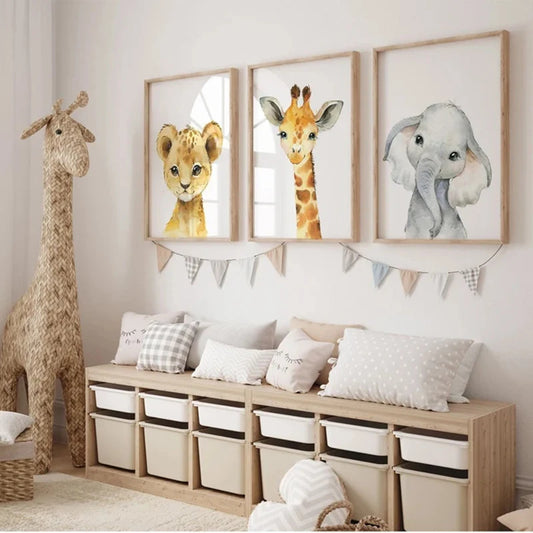 Safari Decor Set of 3 Poster Jungle Animal Nursery Wall Art Prints