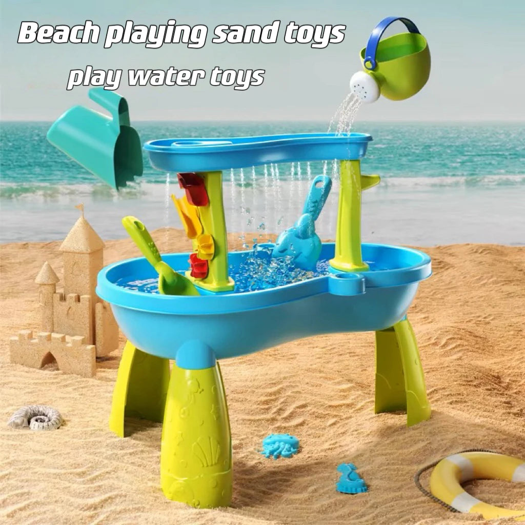 Kids Water Table for Toddlers 1-3, Rain Showers Splash Pond 2-Tier, Outdoor Playset for Toddlers, Backyard Summer Water Toys Sen