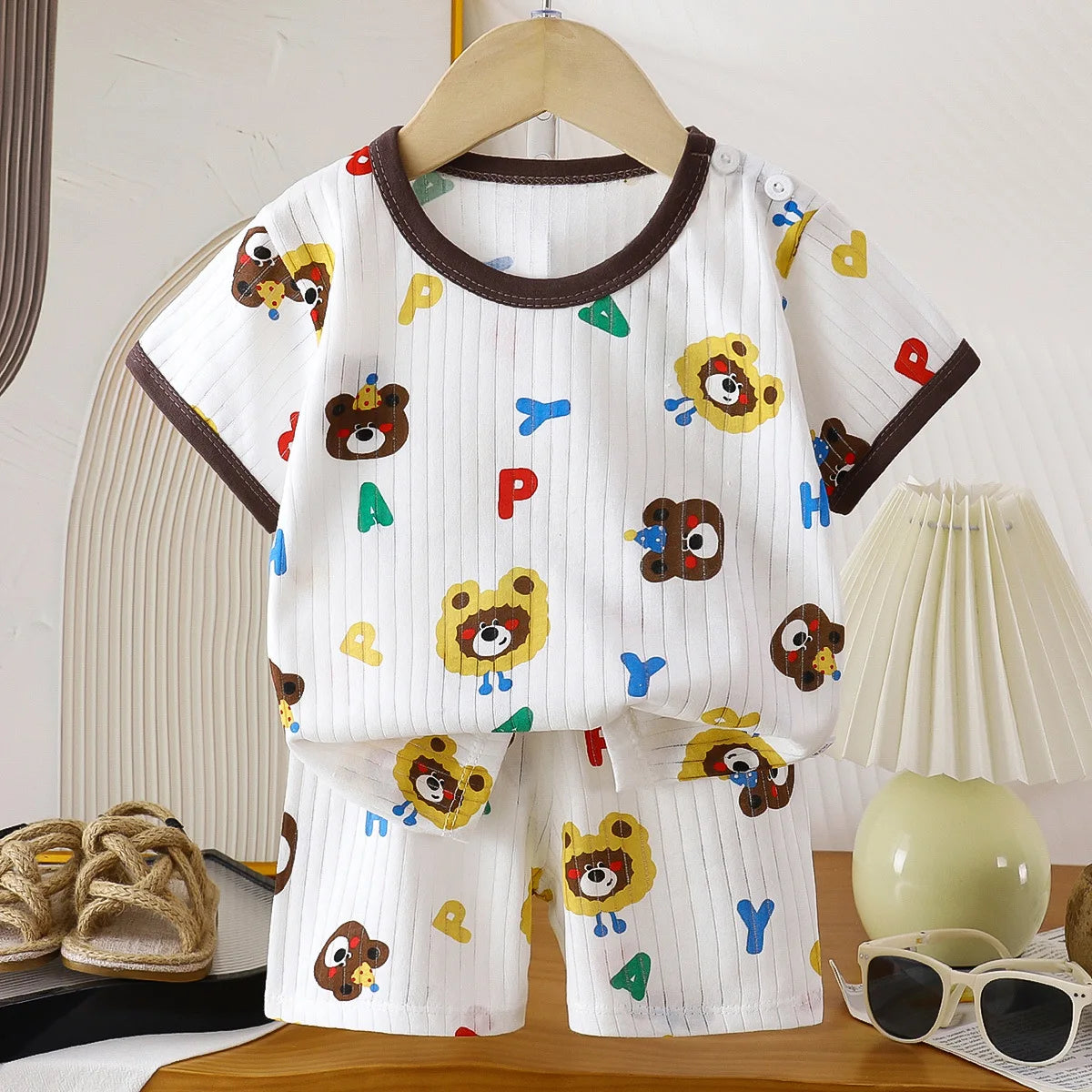 2PCS Children Clothing Set Child T-shirt Suit Summer Cotton New Girls Shorts Clothes Baby Boys Short Sleeve Kid Clothes