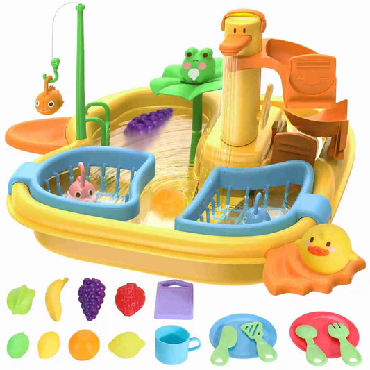 Play Sink with Running Water Cutting Food 2 in 1 Role Play Kitchen