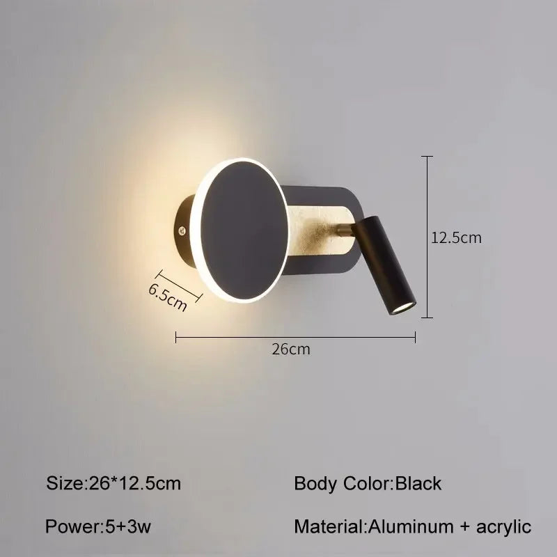 Modern LED Wall Lights Rotatable Spot Reading Light for Bedroom Hotel Reading Bedside Study Corridor Indoor Decor Wall Lamps