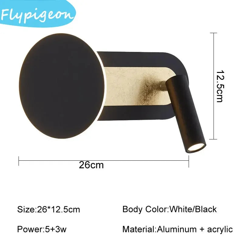Modern LED Wall Lights Rotatable Spot Reading Light for Bedroom Hotel Reading Bedside Study Corridor Indoor Decor Wall Lamps