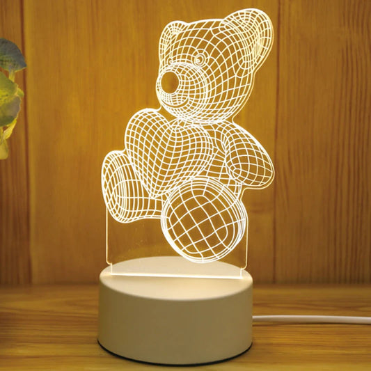 Romantic 3D Led Lamp warmwhite Acrylic LED Night Lights for Bedroom Decoration Kids Children's Bedside Lamp Wedding Party Favors